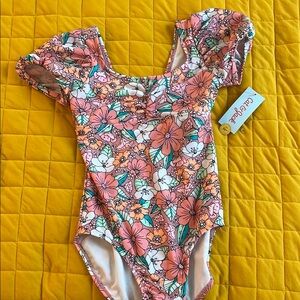 Cat & Jack Floral Puff Sleeve Swimsuit